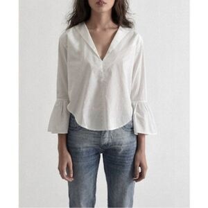 One Teaspoon Top Womens Xsmall White Boho Neutral Scandinavian Flare Sleeve NWT